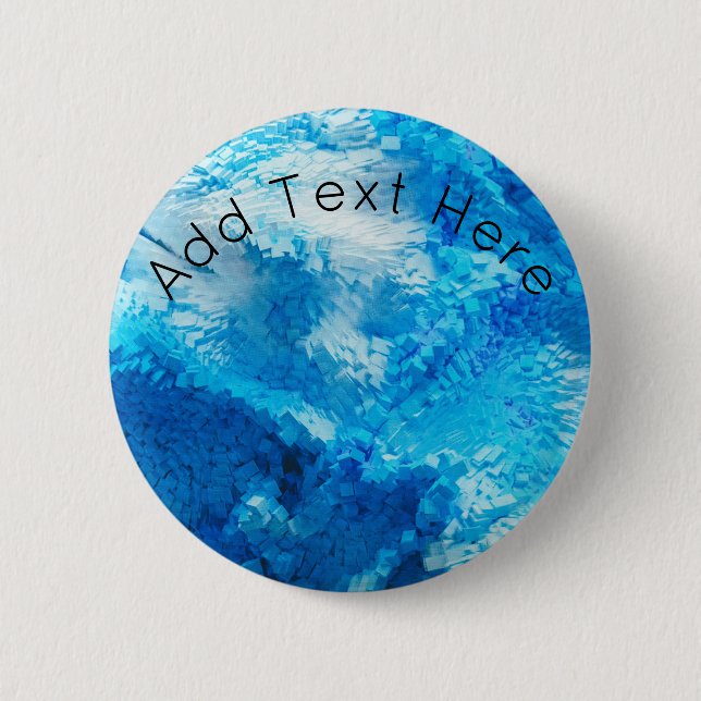 Blue and White Blended Abstract Art Button (Front)