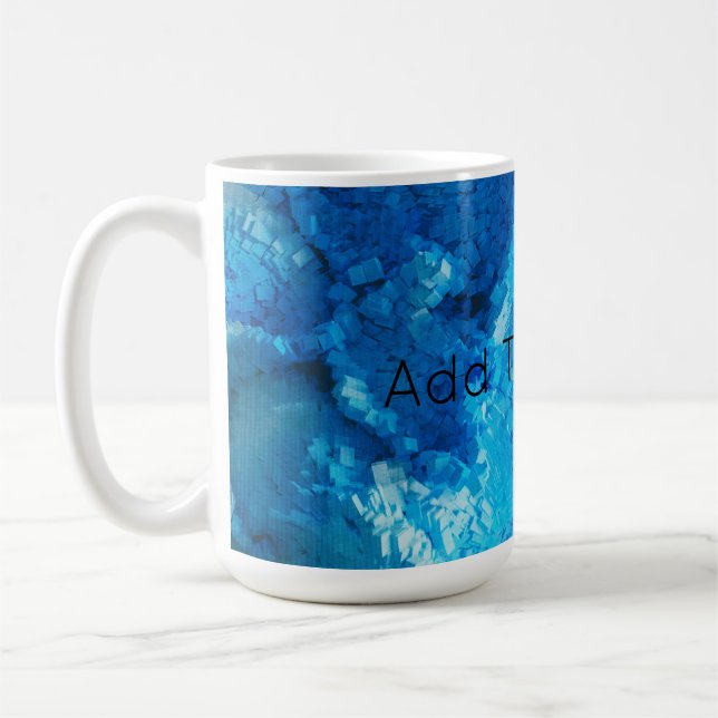 Blue and White Blended Abstract Art Coffee Mug (Left)