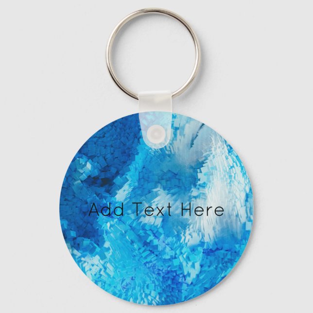 Blue and White Blended Abstract Art Keychain (Front)