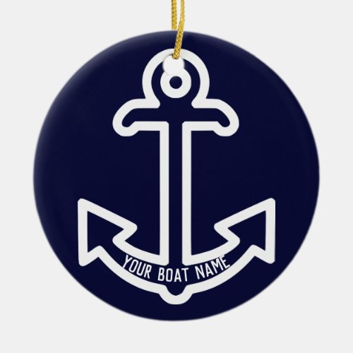 Blue and White Boat Anchor Ornament