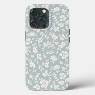 Blue and White Boho Floral iPhone 13 Pro Case