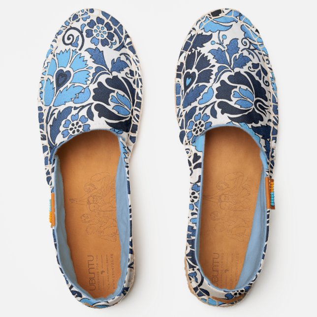 Blue and White Boho Floral Espadrilles (Front)