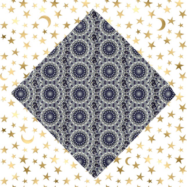 Blue and White Boho Kaleidoscope Pattern Bandana (Creator Uploaded)