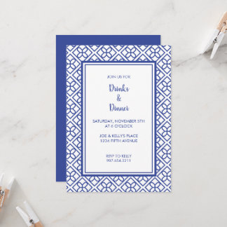 BLUE AND WHITE BORDER ELEGANT PARTY INVITATION