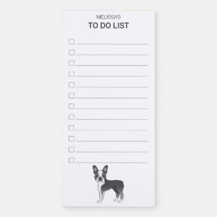 Blue And White Boston Terrier Dog To Do List Magnetic Notepad