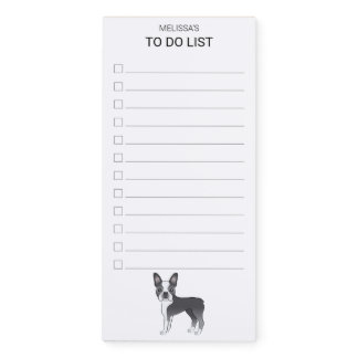 Blue And White Boston Terrier Dog To Do List Magnetic Notepad