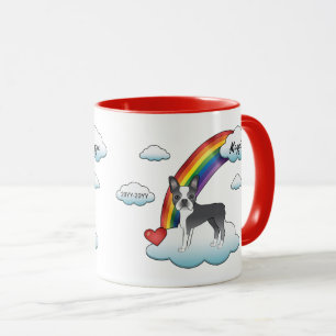 Blue And White Boston Terrier Rainbow Memorial Mug