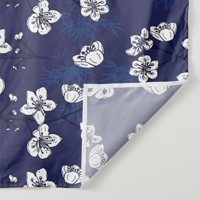 Blue and White Botanical Flowers Hamptons Tapestry (Detail)