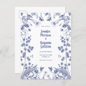 Blue and White Botanical Garden Save the Date Post Postcard (Front/Back)