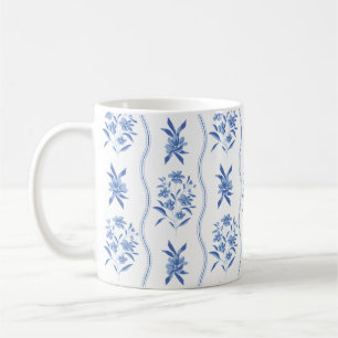 Blue and White Botanical Mug