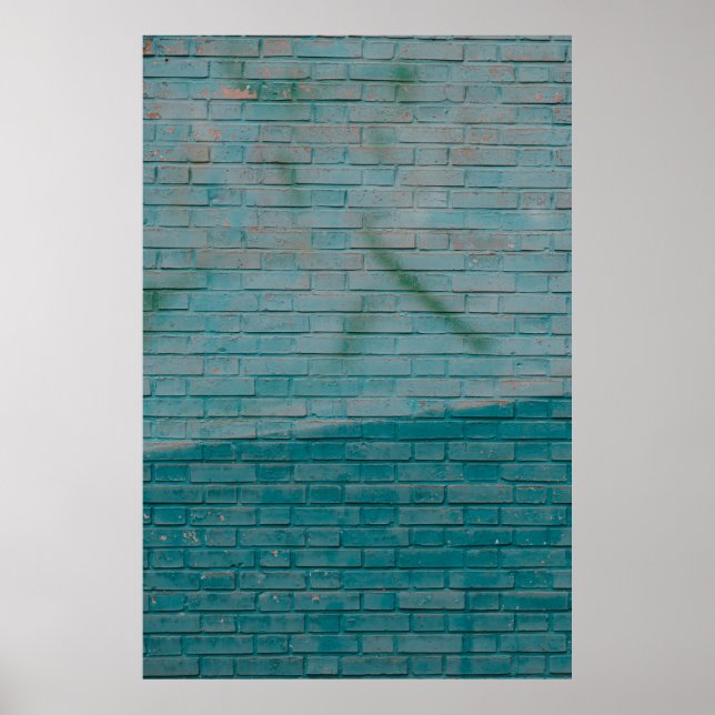 Blue and white brick wall poster (Front)