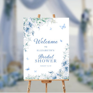 Blue and White Bridal Shower Welcome Foam Board