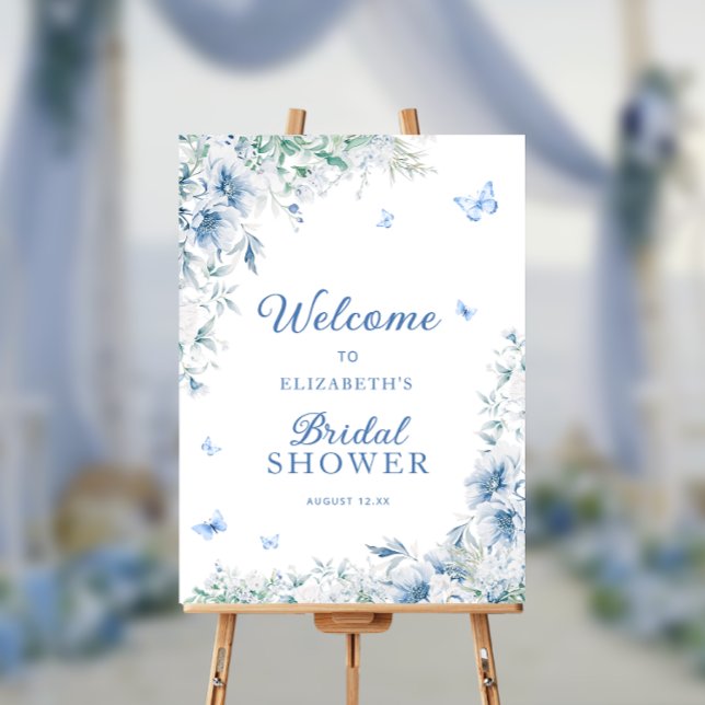 Blue and White Bridal Shower Welcome Foam Board (Creator Uploaded)