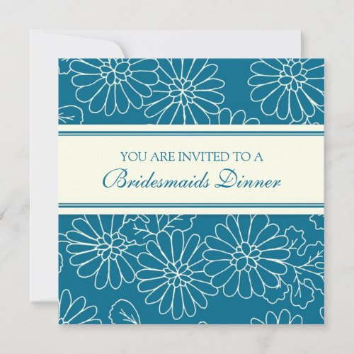 Blue and White Bridesmaids Dinner Invitation Cards
