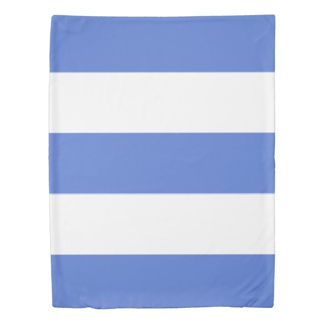 Blue and White Broad Stripe Duvet Cover (Front)