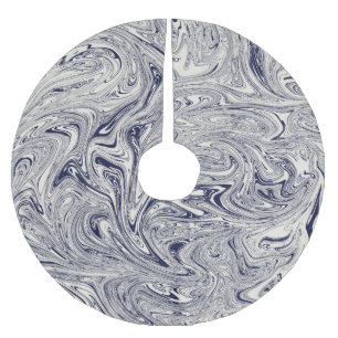 Blue and White Brushed Polyester Tree Skirt