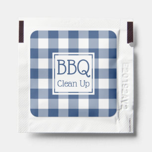 Blue and White Buffalo Check BBQ Party Hand Sanitizer Packet