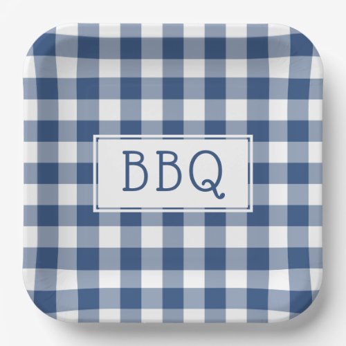 Blue and White Buffalo Check BBQ Party Paper Plates