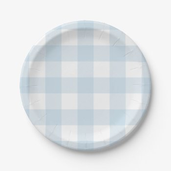 Blue And White Buffalo Check Paper Plates by ilovedigis at Zazzle