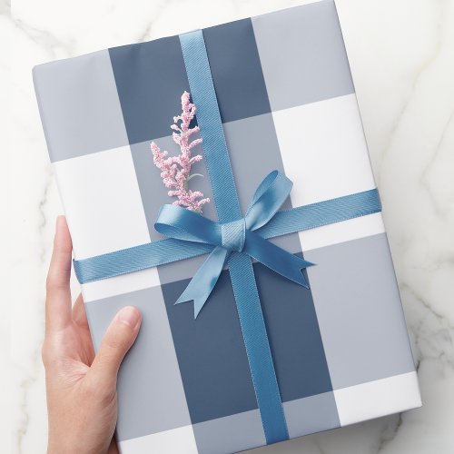 Blue and White Buffalo Check Wrapping Paper