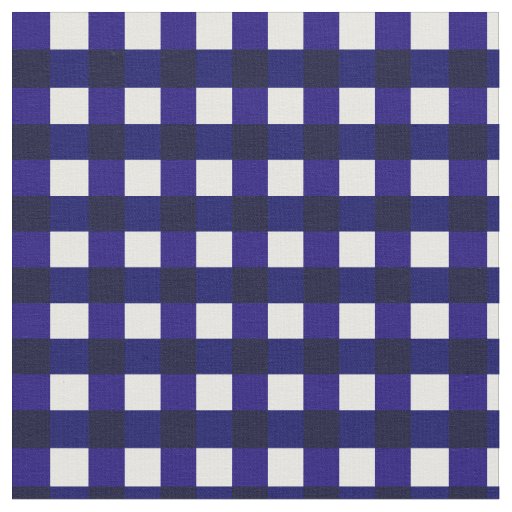 Blue And White Buffalo Gingham Plaid Pattern Fabric
