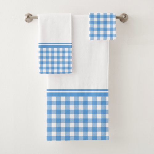 Blue and White Buffalo Plaid Bath Towel Set
