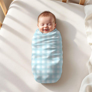 Blue and White Buffalo Plaid Checkered  Baby Blanket