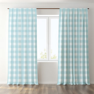Blue and White Buffalo Plaid Checkered  Blackout Curtains