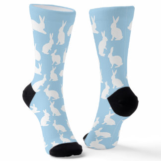Blue And White Bunny Pattern Cute Easter Socks