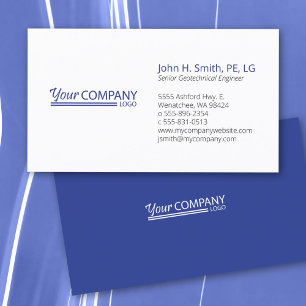 Blue and White Business Card with Logo