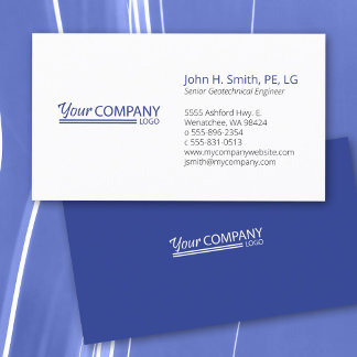 Blue and White Business Card with Logo