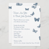 Blue and White Butterfly Wedding Invitation (Front/Back)