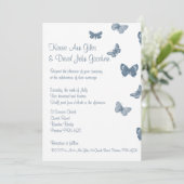 Blue and White Butterfly Wedding Invitation (Standing Front)