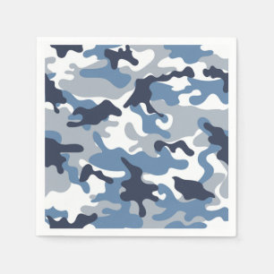 Blue and White Camouflage Paper Napkins