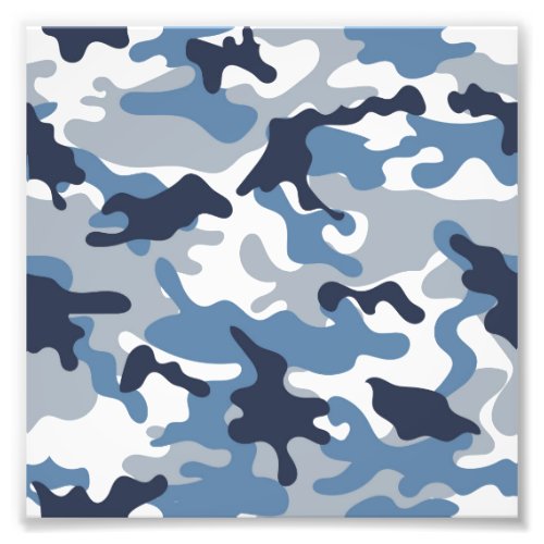 Blue and White Camouflage Photo Print