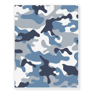 Blue and White Camouflage Temporary Tattoos