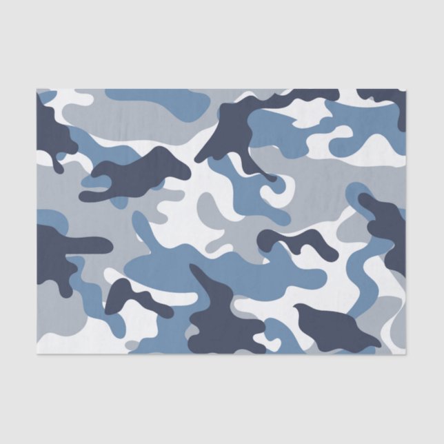 Blue and White Camouflage Tissue Paper (Front)