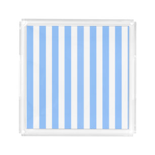 Blue and white candy stripes acrylic tray