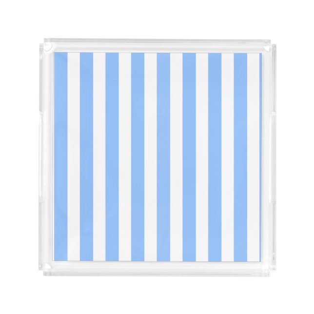 Blue and white candy stripes acrylic tray (Front)