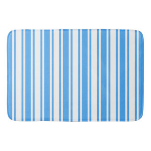 Blue and white candy stripes bath mat