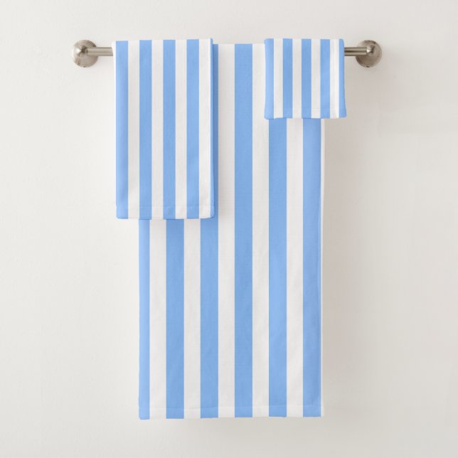 Blue and white candy stripes bath towel set (Insitu)