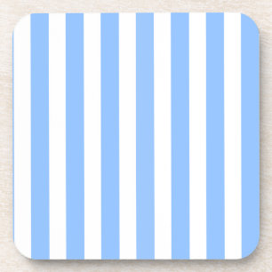 Blue and white candy stripes beverage coaster