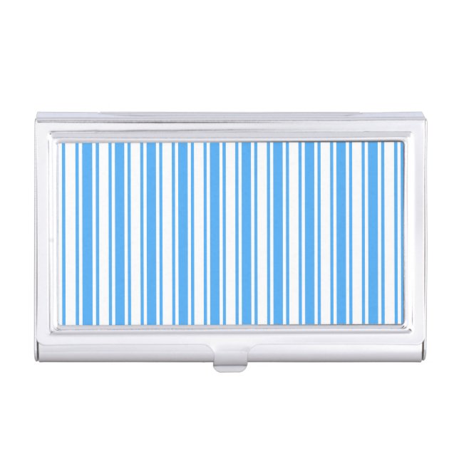 Blue and white candy stripes business card case (Front)