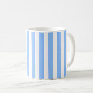Blue and white candy stripes coffee mug
