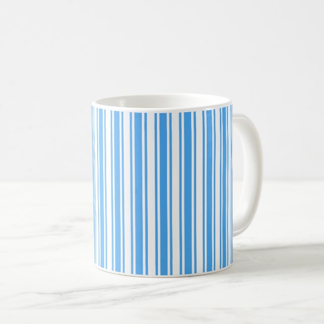 Blue and white candy stripes coffee mug (Front Right)