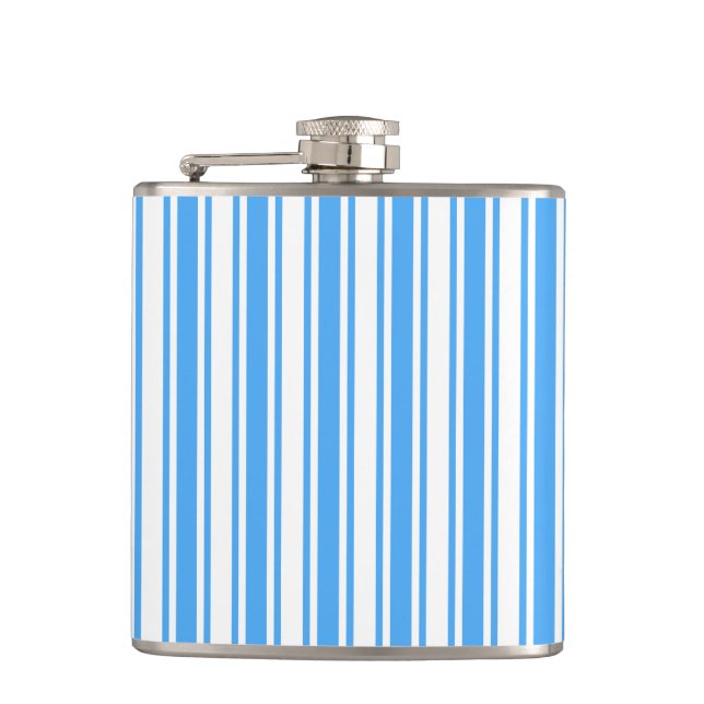 Blue and white candy stripes flask (Front)