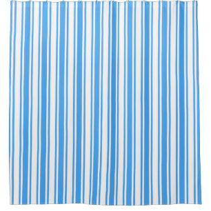 Blue and white candy stripes shower curtain