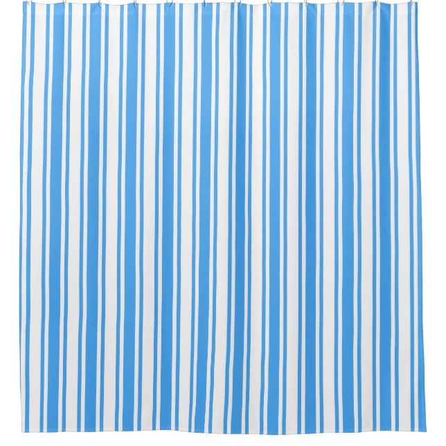 Blue and white candy stripes shower curtain (Front)