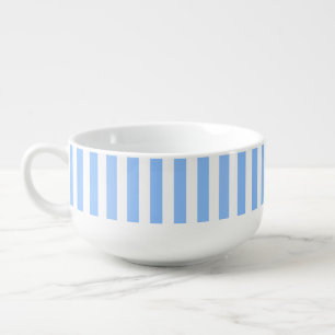 Blue and white candy stripes soup mug