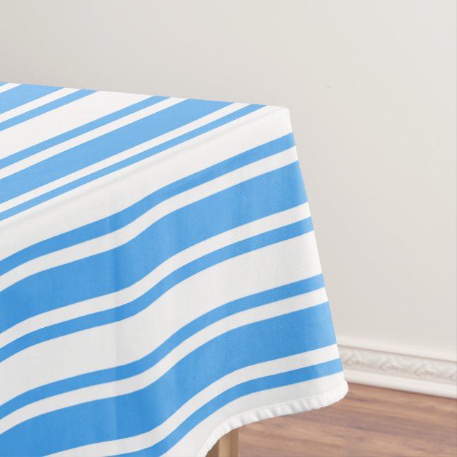 Blue and white candy stripes tablecloth (In Situ)